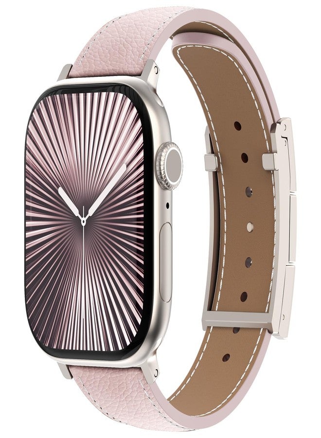 CHANCHY Leather Magnetic Watch Band Compatible with Apple Watch Bands 40mm 38mm 41mm 42mm 44mm 45mm 46mm, Top Grain Leather Dressy Band for Women Men iWatch Ultra SE3 Series 11/10/9/8/7/6/5/4/3/2/1 - Image 2